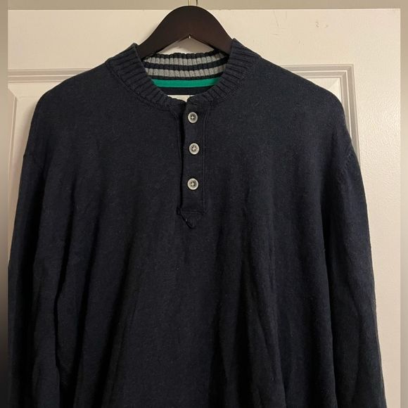 Linksoul Button Henley Cashmere Kissed Sweater with Pockets in Navy Blue Size M - Picture 7 of 12